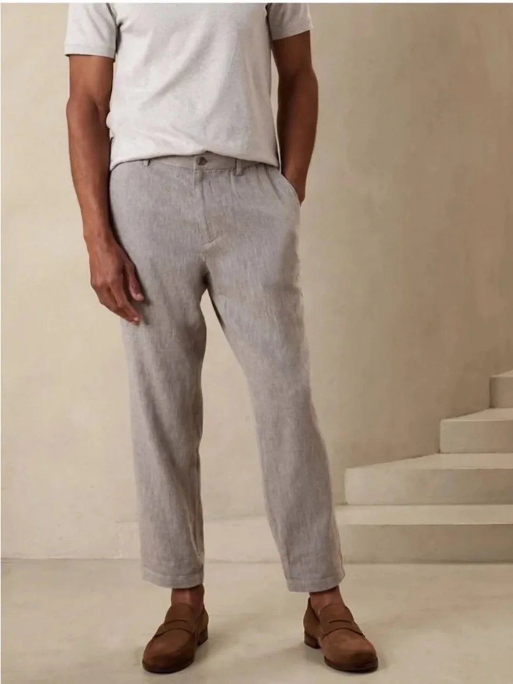 Onia Mens 31 light grey Linen Cotton Blend pants